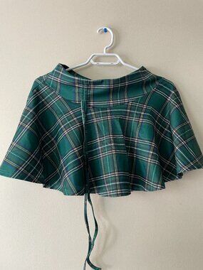 Green Plaid Pleated Mini Skirt
